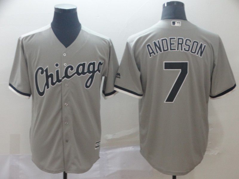 Men Chicago White Sox 7 Anderson Grey Game MLB Jersey